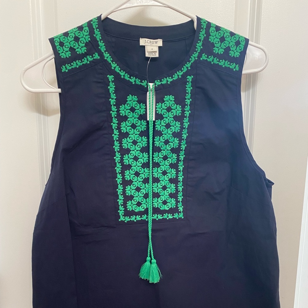 J Crew navy and green sleeveless top